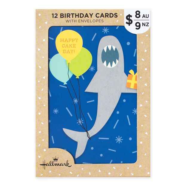 12 Pack Hallmark Kids Birthday Cards - Birthday Shark and Birthday Dinosaur