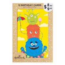 12 Pack Hallmark Kids Birthday Cards - Fun Colourful Monsters!