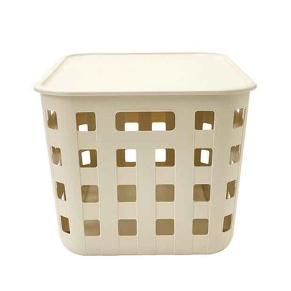 45L Rectangle Trellis Basket with Lid, Beige - Anko