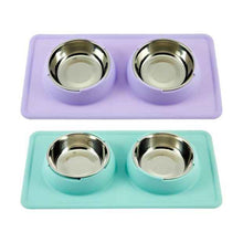 Pet Silicone Double Bowl, Assorted - Anko
