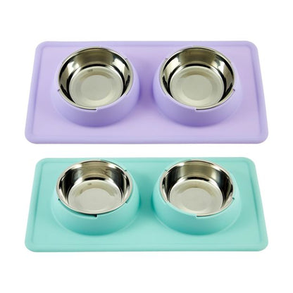 Pet Silicone Double Bowl, Assorted - Anko