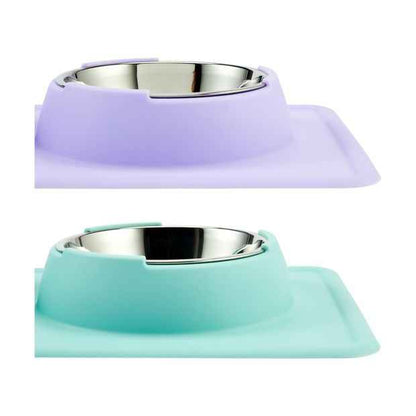 Pet Silicone Double Bowl, Assorted - Anko