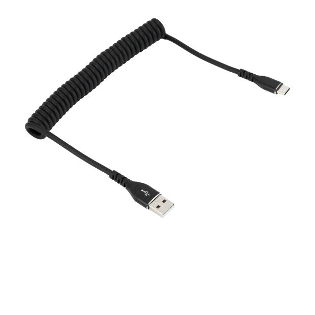 Coiled USB-A to USB-C Cable - Charging and Syncing