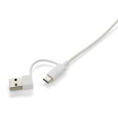 2-in-1 USB-A/C to USB-C Cable, White - Anko