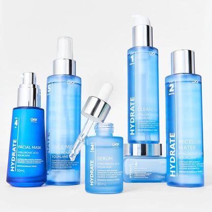 Step 1 AM/PM Hydrate Cleanser 150ml, Hyaluronic Acid and Squalane - OXX Skincare