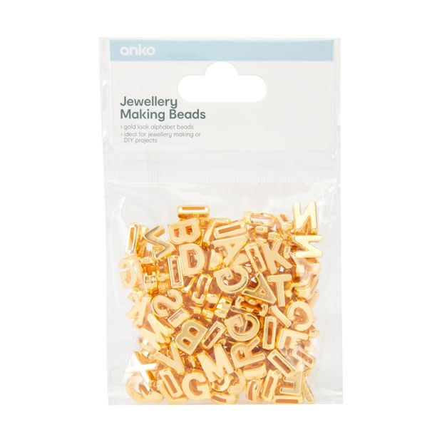 Gold Colour Alphabet Beads for Jewellery Making