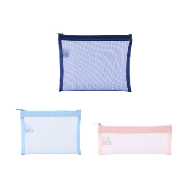 Anko Mesh Pencil Case - 3 Pack