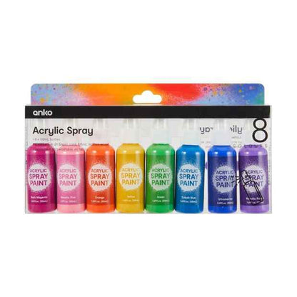 Acrylic Spray Paint Set - 8 Pack Assorted Colours