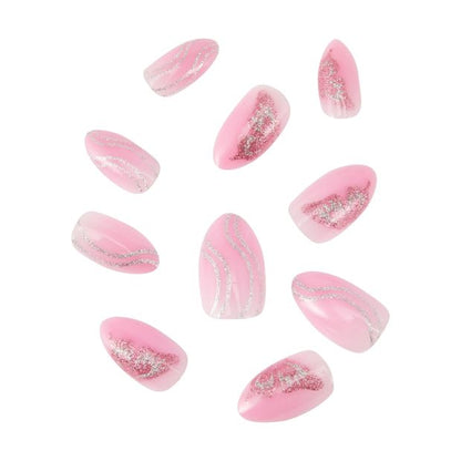 24 Pack Artificial Nails with Adhesive, Almond Shape, Butterfly Wings - OXX Cosmetics