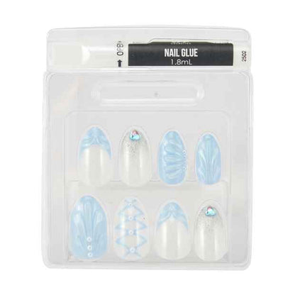 24 Pack Artificial Nails with Adhesive, Almond Shape, Mermaid - OXX Cosmetics