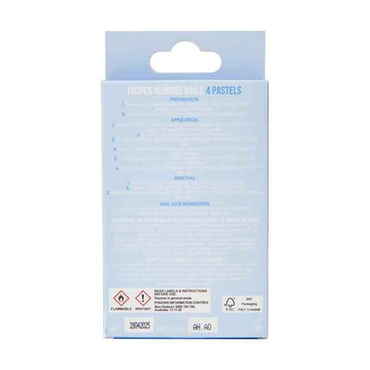 100 Pack Artificial Nails with Adhesive, Almond Shape, 4 Pastels - OXX Cosmetics