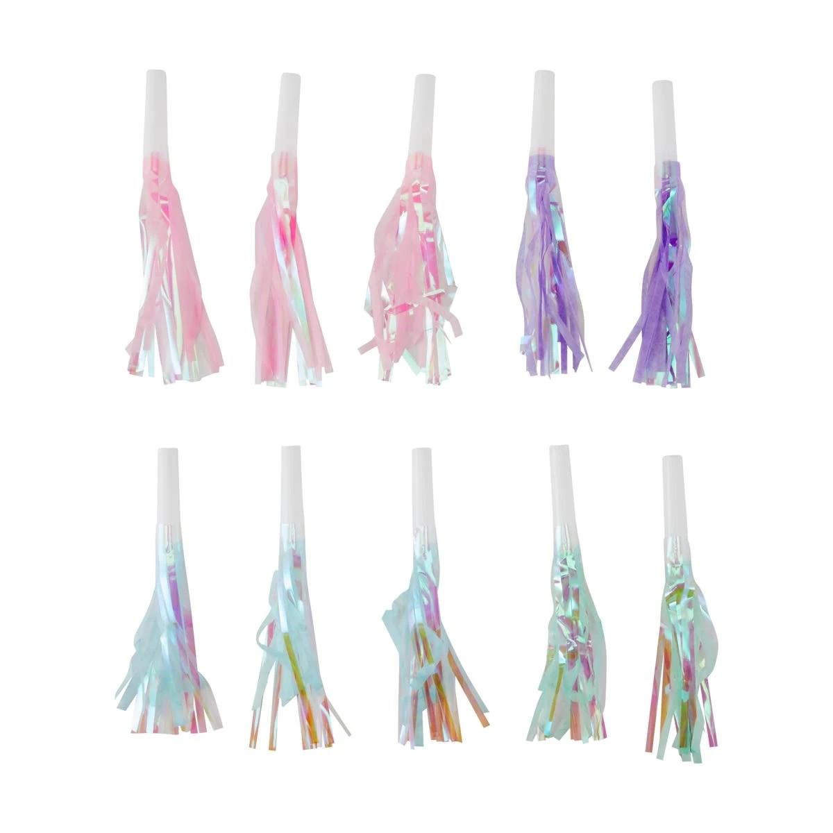 10 Piece Pastel Iridescent Party Blowers