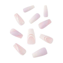 24 Pack Artificial Nails with Adhesive, Squareletto Shape, Pink Glitter - OXX Cosmetics