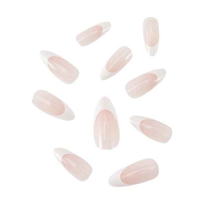 24 Pack Artificial Nails with Adhesive, Pointed Stiletto Shape, Pink French Tip - OXX Cosmetics