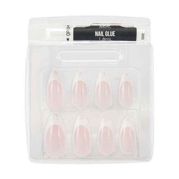 24 Pack Artificial Nails with Adhesive, Pointed Stiletto Shape, Pink French Tip - OXX Cosmetics