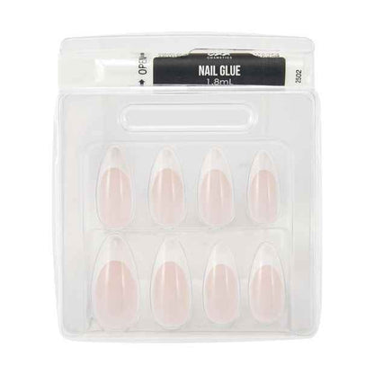 24 Pack Artificial Nails with Adhesive, Pointed Stiletto Shape, Pink French Tip - OXX Cosmetics