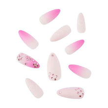 24 Pack Artificial Nails with Adhesive, Pointed Stiletto Shape, Gem Hearts - OXX Cosmetics