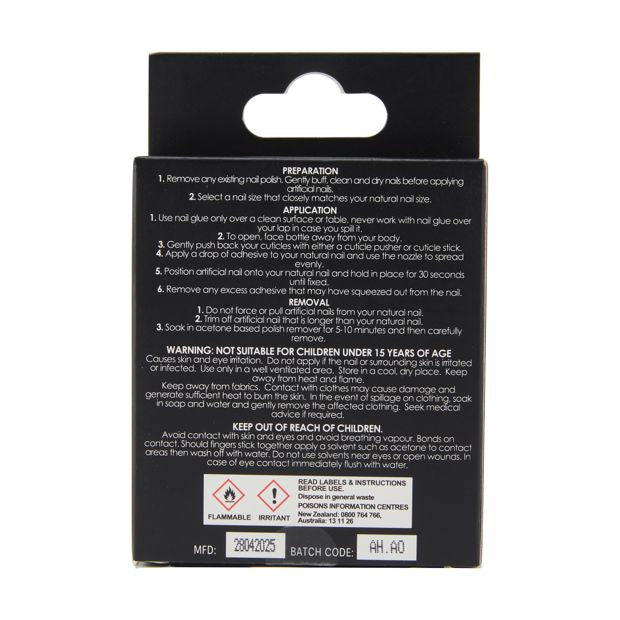 24 Pack Artificial Nails with Adhesive, Stiletto Shape, Black French Tip - OXX Cosmetics