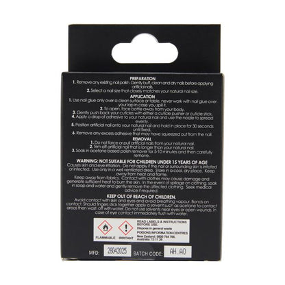 24 Pack Artificial Nails with Adhesive, Stiletto Shape, Black French Tip - OXX Cosmetics