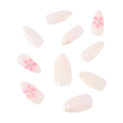 24 Pack Artificial Nails with Adhesive, Stiletto Shape, 3D French Tip - OXX Cosmetics