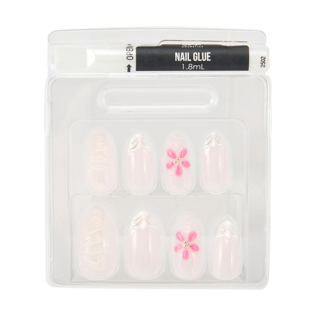 24 Pack Artificial Nails with Adhesive, Stiletto Shape, 3D French Tip - OXX Cosmetics
