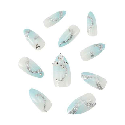 24 Pack Artificial Nails with Adhesive, Stiletto Shape, Butterfly Dusk - OXX Cosmetics