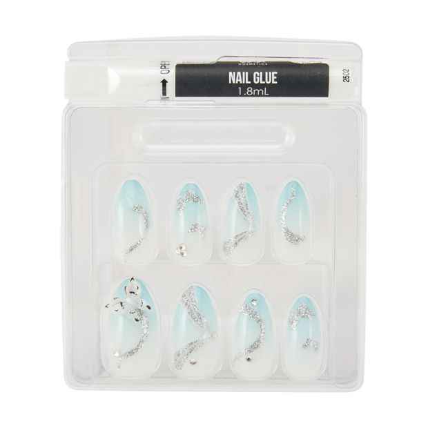 24 Pack Artificial Nails with Adhesive, Stiletto Shape, Butterfly Dusk - OXX Cosmetics