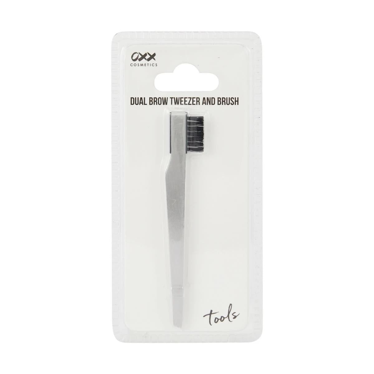 OXX Cosmetics Dual Brow Tweezer and Brush - White