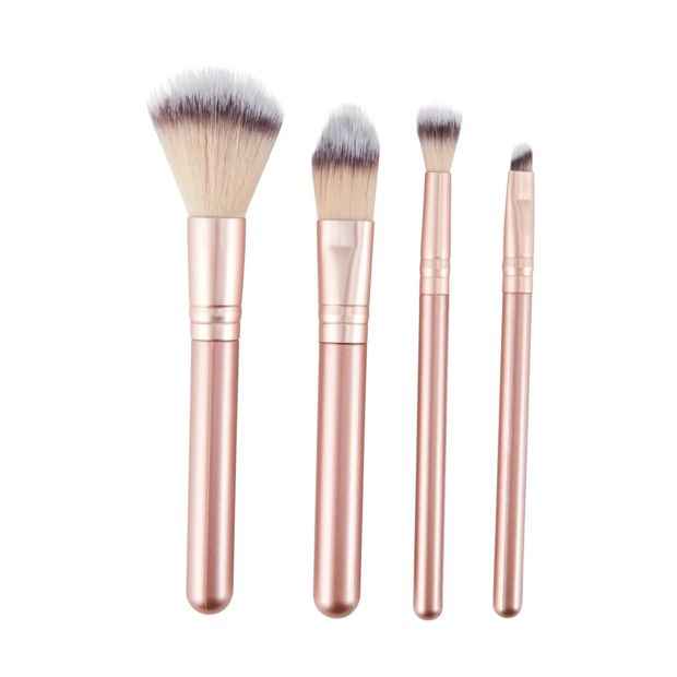 4 Piece Mini Brush Set, Pink - OXX Cosmetics