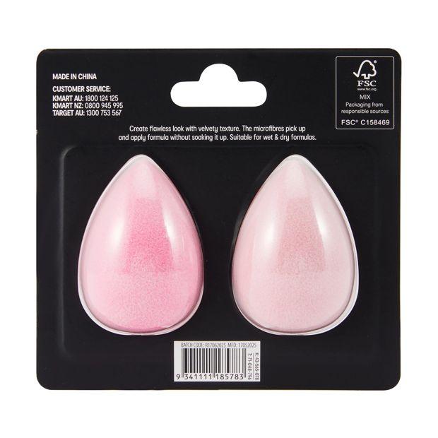 2 Pack Microfibre Velvet Blender Sponge, Pink - OXX Cosmetics