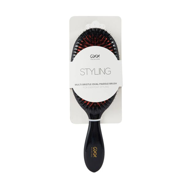 Styling Multi Bristle Oval Paddle Brush, Black and Orange - OXX Haircare