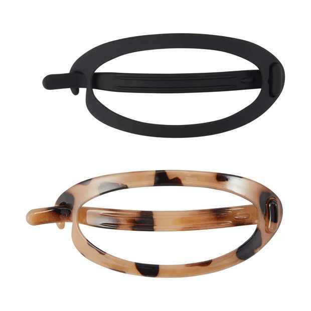 2 Piece Black and Tort Oval Clip - OXX Haircare