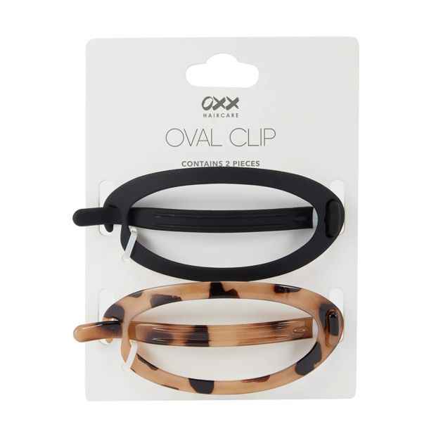 2 Piece Black and Tort Oval Clip - OXX Haircare