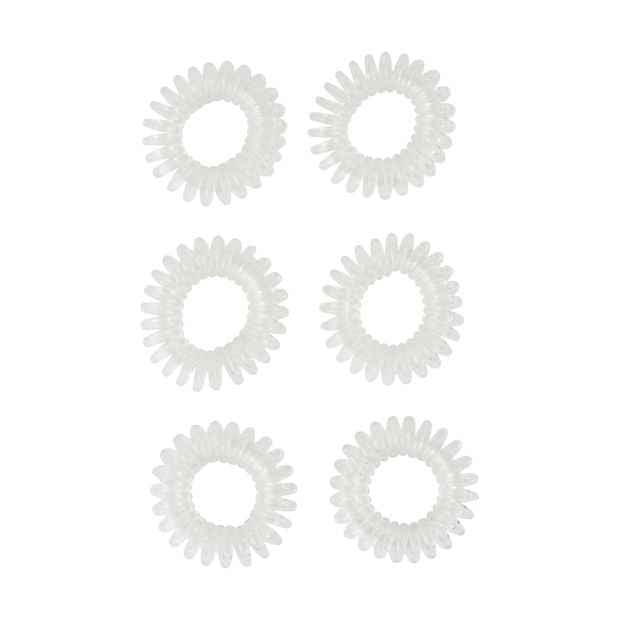 6 Piece Spiral Hair Elastics, Clear - OXX Haircare