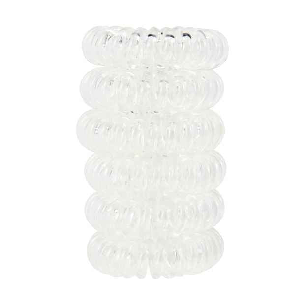 6 Piece Spiral Hair Elastics, Clear - OXX Haircare