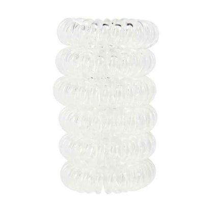 6 Piece Spiral Hair Elastics, Clear - OXX Haircare