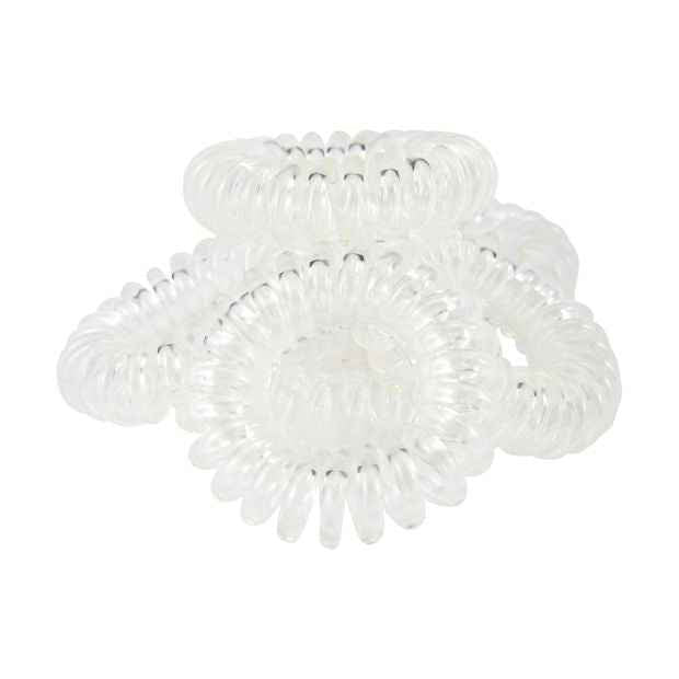 6 Piece Spiral Hair Elastics, Clear - OXX Haircare