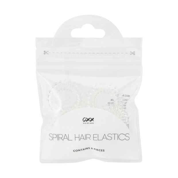 6 Piece Spiral Hair Elastics, Clear - OXX Haircare
