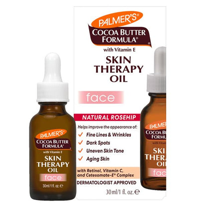 Palmer's Cocoa Butter Formula Skin Therapy Oil for Face 30ml - Retinol, Vitamin C, Vitamin E, Natural Rosehip and Cetesomate-E Complex
