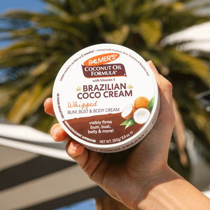 Palmers Coconut Oil Formula Brazilian Coco Whipped Bum, Bust and Body Cream 250g - Vitamin E