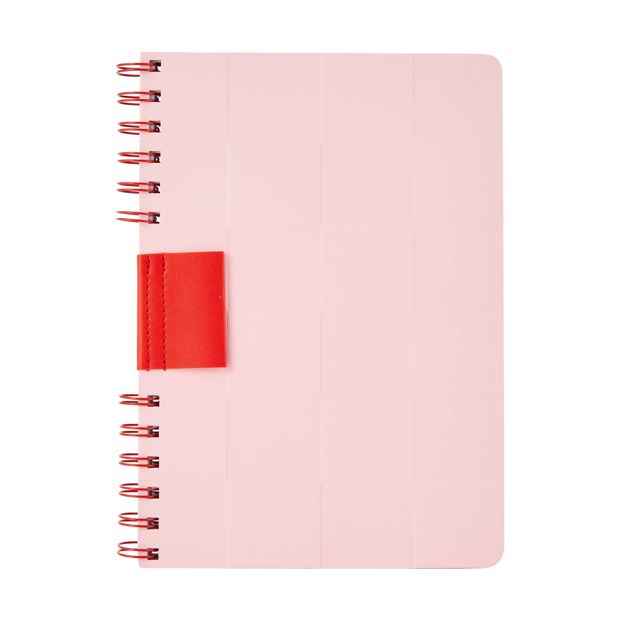 A5 Spiral Notebook - Pink, Debossed Cover