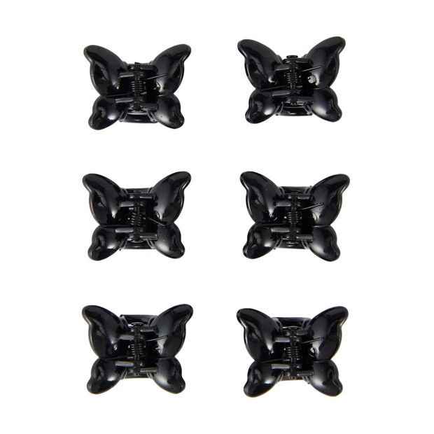 6 Piece Black Butterfly Mini Claw Hair Clips - OXX Haircare