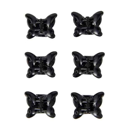 6 Piece Black Butterfly Mini Claw Hair Clips - OXX Haircare