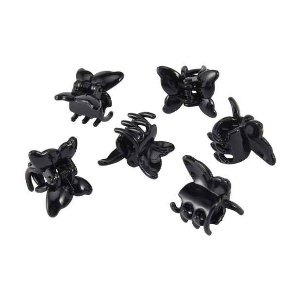 6 Piece Black Butterfly Mini Claw Hair Clips - OXX Haircare