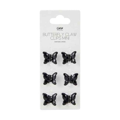 6 Piece Black Butterfly Mini Claw Hair Clips - OXX Haircare