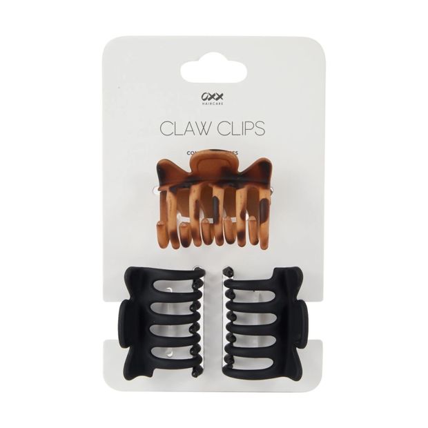 3 Piece Black and Tort Claw Hair Clips - OXX Haircare