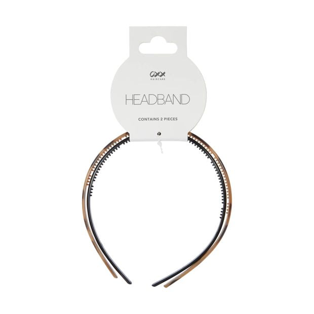 2 Piece Headband, Black and Tort - OXX Haircare
