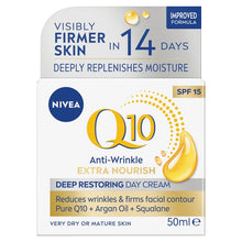 Nivea Q10 Anti-Wrinkle Extra Nourish Deep Restoring Day Cream SPF15 50ml - Pure Q10, Argan Oil and Squalane