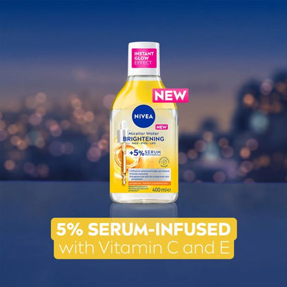 Nivea Brightening Micellar Water 400ml - 5% Serum with Vitamin E and C and Amino Acid Complex