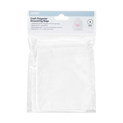 4 Pack Craft Polyester Drawstring Bags - Anko